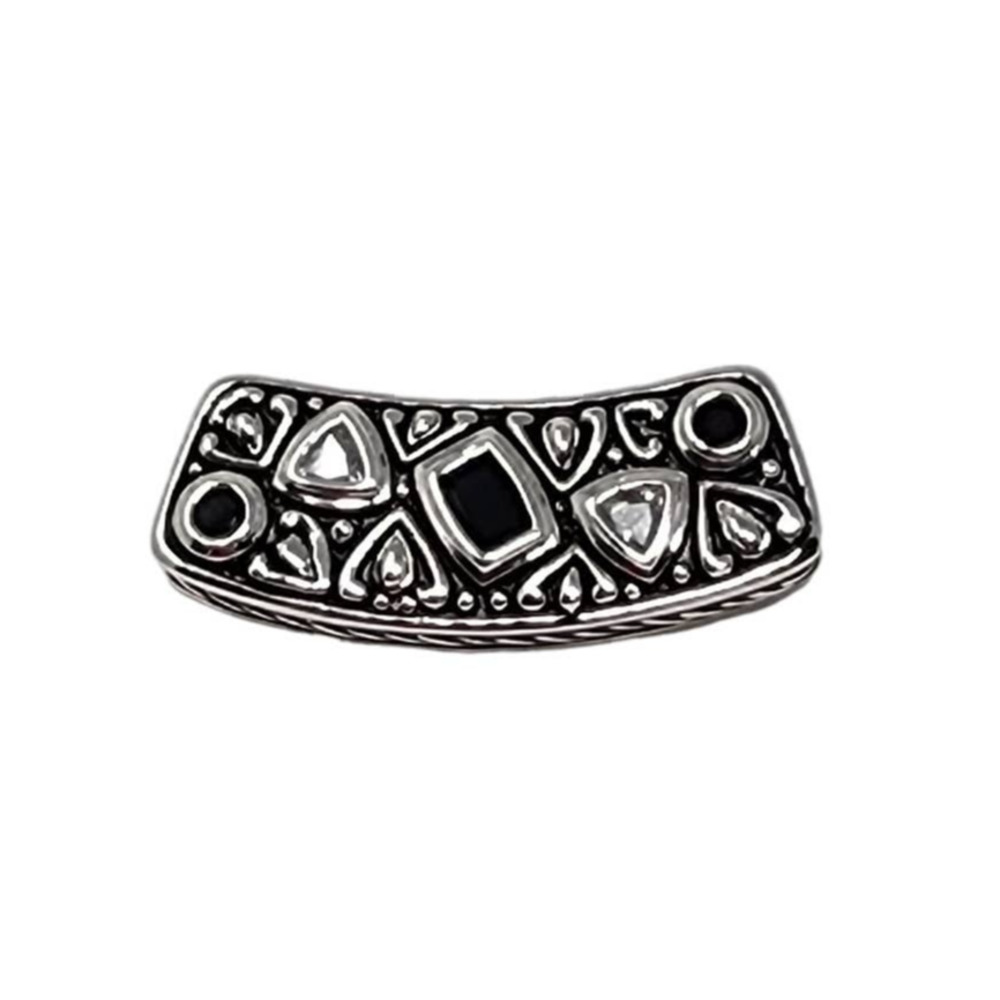 Lia Sophia - Shiny Silver and Black Enamel Slide Pendant "Byzantine"